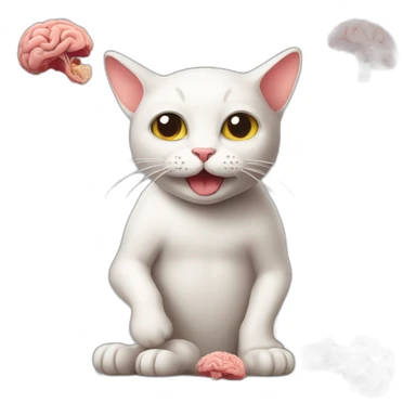 cat eating brain sticker