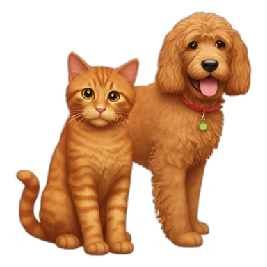 Red cat with labradoodle sticker