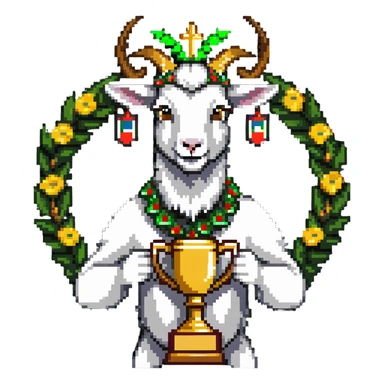 champion goat with trophy sticker