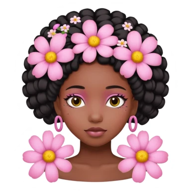 Pastel Pink Black Girl With Flowers sticker