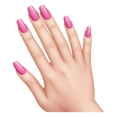  pink close-up of a hand with beautifully manicured nails, glossy pink nail polish, elegant nail shape, soft lighting and shadows, realistic style, sticker