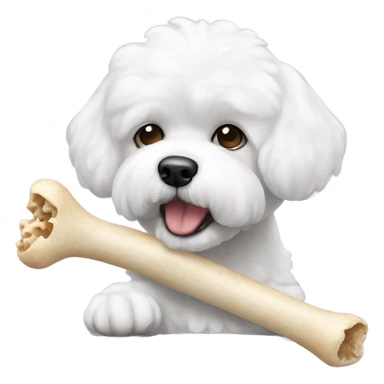 Bichon dog eating a bone sticker