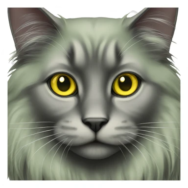 Black long haired cat green yellow eyes sticker