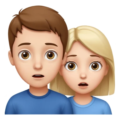 boy and girl surprise face sticker