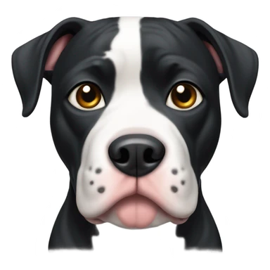 Black pit bull dog with white accents looking nervous sticker