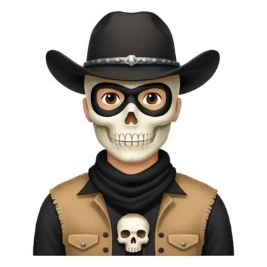 🤠+💀, colocar uma máscara preta no pescoço  sticker