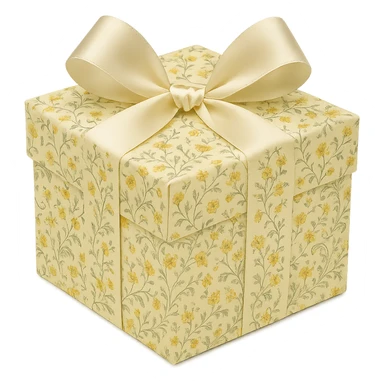 Elegant Rococo pale white yellow ditsy floral gift box  , remove background sticker