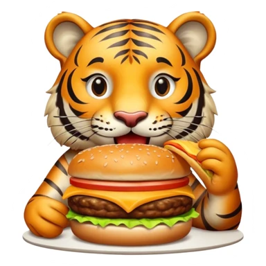 Tiger eating a juicy burger at walk ons sticker