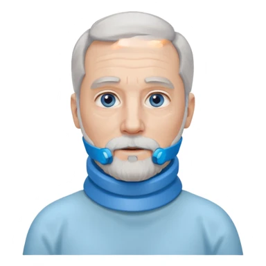 Older man with a full beard, a medical neck brace, and blue eyes. sticker