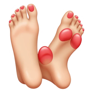 face blushing with feet behind sticker