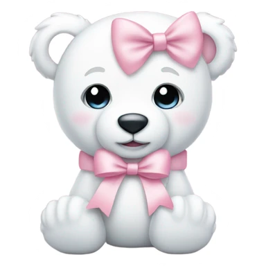 white teddy bear with pastel pink bows sticker