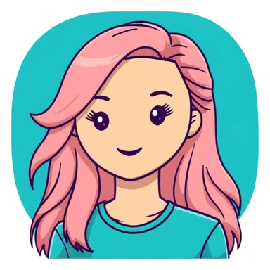 Ginger with blonde highlights long haired girl with lashes, blush, and pink shirt sticker