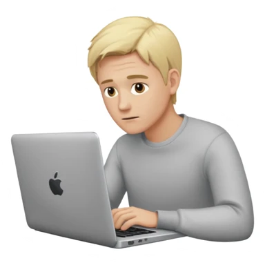 Blonde man using laptop sticker