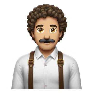 Homme bruns cheveux bouclés, bouc et et moustache  sticker