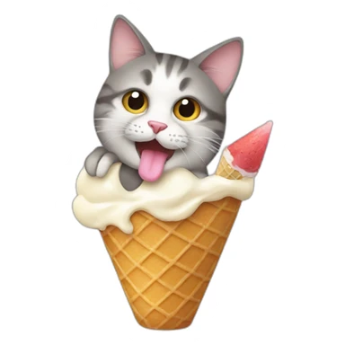 a cat eating an ice cream sticker