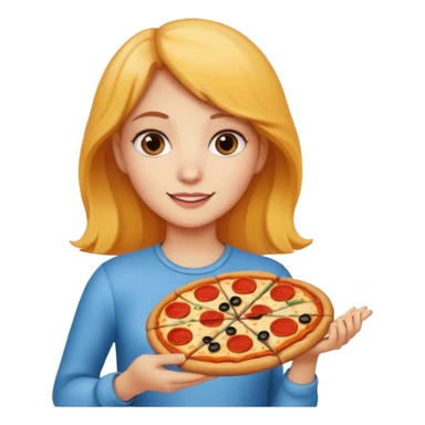 Girl holding a pizza sticker