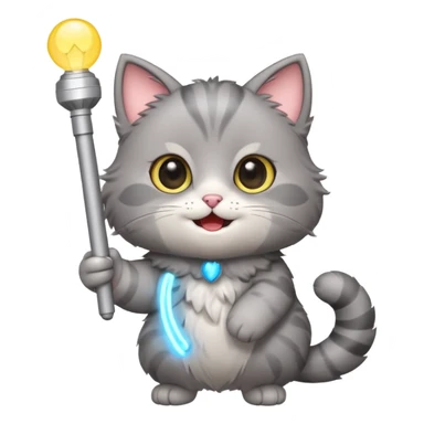 chibi cute gray cat holding a light stick happily sticker