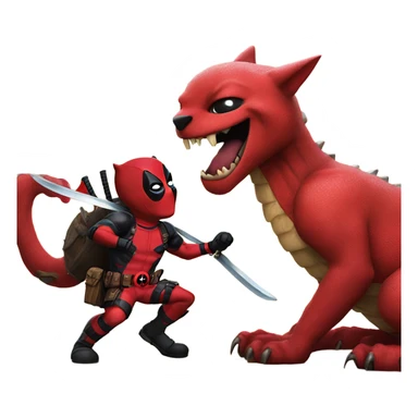 Deadpool on a giant cat fighting a dragon sticker