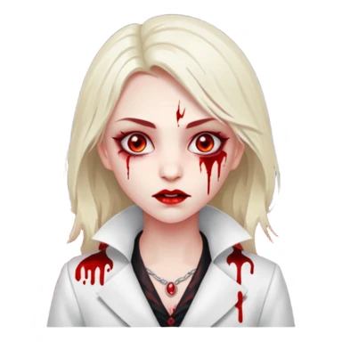 Women Vampire withwhite coat dress and eyes should be red with blood sticker