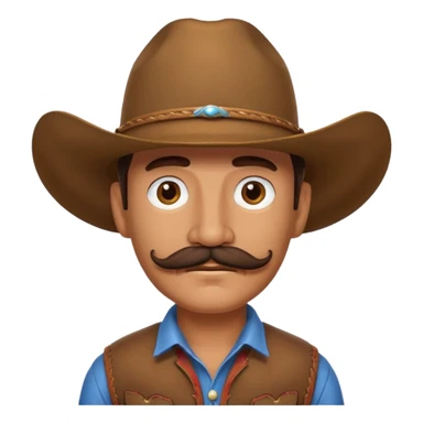 brown cowboy with mustache sticker