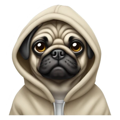 A pug wearing a hoodie sticker