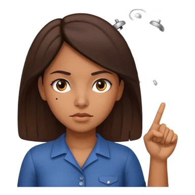 Latina girl pointing at a clock sticker