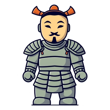 Terracotta warrior with detailed armor and stoic expression, ancient Chinese clay soldier sticker