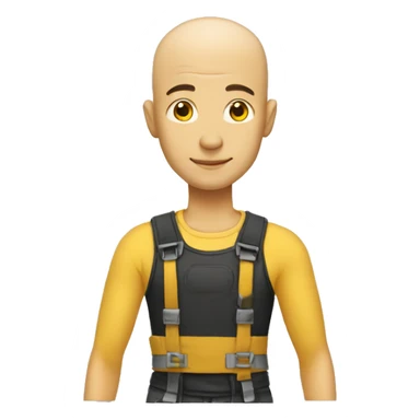Man building house, no hair, yellow and black clothes sticker
