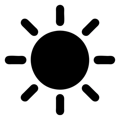 minimalist sun icon with solid circle and short simple rays sticker