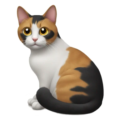 Three colored cat sitting near the window  sticker