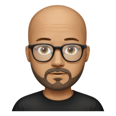 Bald male, black glasses, goatee beard, realistic portrait sticker