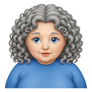  chubby 50 years olde woman with grey long curly hair and bleu eyes sticker