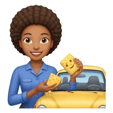 car washer black woman with car  sticker