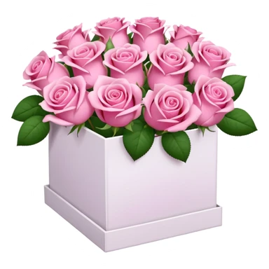 bouquet of pink 15 roses in a white box sticker