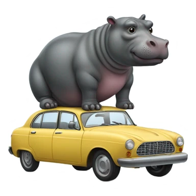 Giant hippo on top of a car sticker