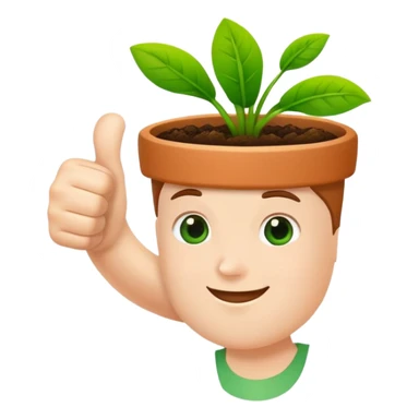 thumbs up gesture with a green thumb, gardening concept sticker