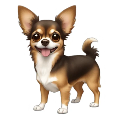 Long hair Chihuahua with brown face and dark ridge on nose, large smile with tongue sticking out sticker