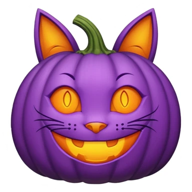 simple cartoon-style happily carved purple pumpkin with purple cat ears on top sticker