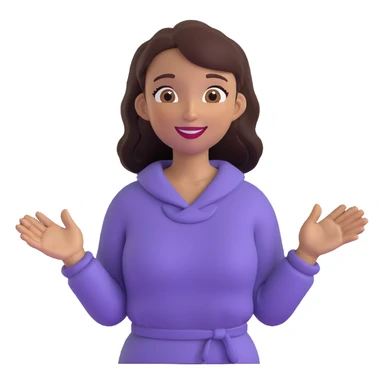 woman with both hands open in a welcoming pose, cheerful sticker