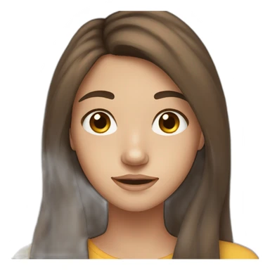 teenage girl with long brown hair and freckles, brown eyes sticker