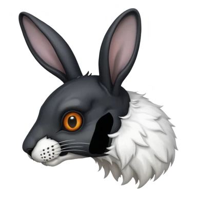 tête de lapin squelette noire de 3/4 profil sticker