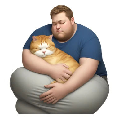 fat cat sleeping on boys arm sticker