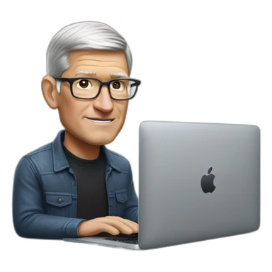 tim cook with macbook pro sticker