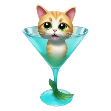 Mermaid cat inside martini glass sticker