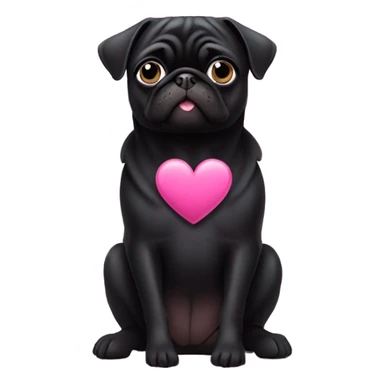 Black pug in a pink heart sticker