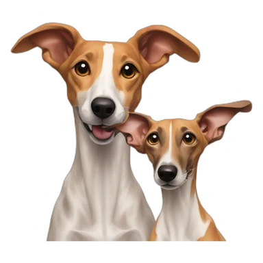Two galgos next to a podenco sticker