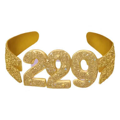A gold headband with 2025 attached to the top of the headband no person sticker
