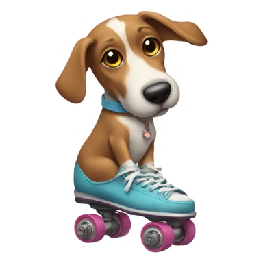 Dog on roller skates sticker