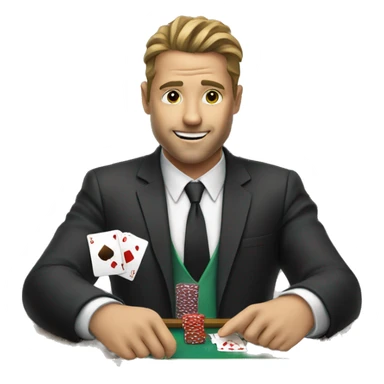guy in suit play poker  sticker