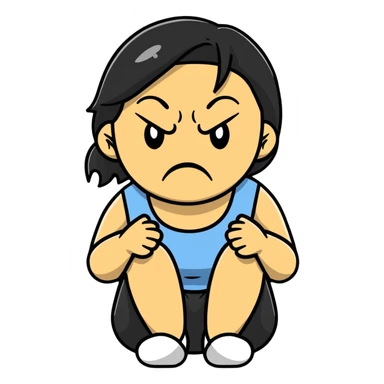 a woman sitting looking angry and sad sticker